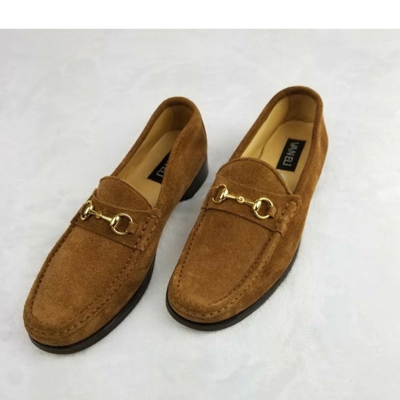 Vtg Gucci Like Van Eli Frolicca Horse Bits Brown Suede Loafers Sz 9M EUC - Picture 5 of 14